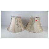 Pair of embroidered cloth lamp shades, 11.5"