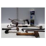 Tools, crowbars, mallets, RV awning stabilizer,