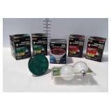 Light Bulbs, red and green outdoor flood lights