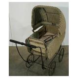 Doll buggy, age wear as shown, dry rotted wheels,