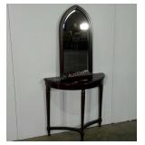 Half moon table and church window mirror set,