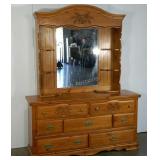 Dresser and mirror hutch, carved detail, dresser