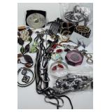 Box of costume jewelry,  earrings, bracelets,