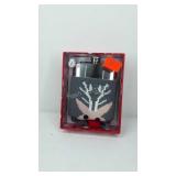 7 oz hip flask, stainless steel with knit wrap