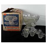 Americana glassware punch bowl, includes twelve