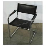 Black leather and chrome cantilever arm chair,