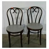 Two bentwood sweetheart cafe chairs, both chairs