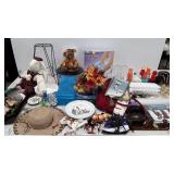 Home goods group, plant stand, toy horses,