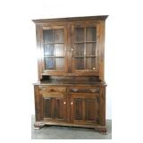 Two piece step back china cabinet. Glass upper
