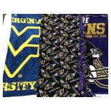Three fleece throws, two Baltimore Ravens and