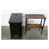 End table with electrical port and small book