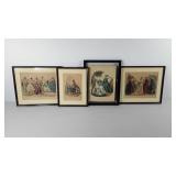 Four framed fashion prints, one 10" x 13", and
