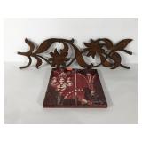 Cast iron flowers 28x8 (shows rust) and tin wall