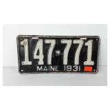 Maine license plate, 1931