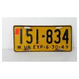 West Virginia license plate