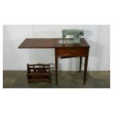 Magazine rack and Sears Kenmore sewing machine