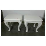 Pair of painted end tables with embellished legs.