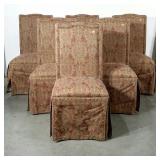 Set of six slipper style dining chairs with