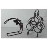Metal wine bottle rack (12") and wine bottle