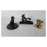 Mixed group, squirrel nut cracker, brass bull