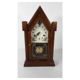 Church case regulator clock, missing one steeple