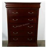 Five drawer dresser, 58" tall, hidden top jewelry
