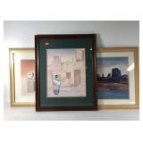 Three southwest style prints, pueblo woman 25x31,