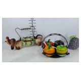 Ceramic decor condiment holders, fruits and