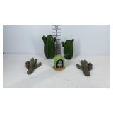 Cactus decor, pair of candlestick holders, pair