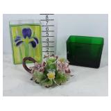 Floral decor, Capodimonte candlestick holder with