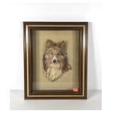Collie dog papercraft picture, 3-D shadowbox