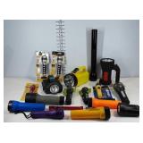 Group of flashlights, some still in packaging