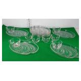 Set of 8 glass decorative plates and cups