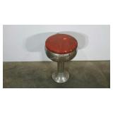 Red soda counter style stool, 23" to seat, swivel