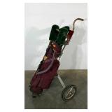 Golf caddy with clubs