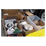 Skid lot, kitchen and glass ware, figurines,
