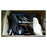 Skid lot of  bike parts. Seats, handlebars,