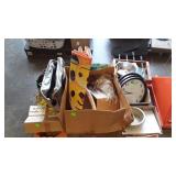 Skid lot, clocks, windshield screen, planter,