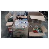 Skid of Christmas decorations including bulbs,