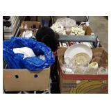 Skid of books, riding helmets, home decor,