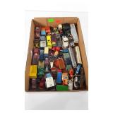 Toys, box of cars, includes tankers, haulers,