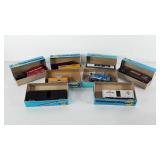 Eight Athearn train cars, in boxes, includes Coors