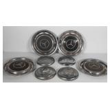 Group of Mercedes Benz hubcaps, 9.5" and 15.5"