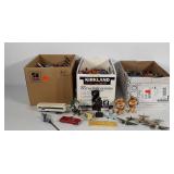 Three boxes full of toys, includes airplanes, toy