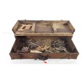 Tool box and tools, includes saw, string, files,