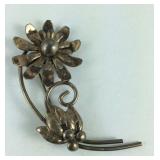 Sterling silver floral pin
