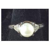 Sterling silver and pearl ring size 6.5