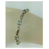 Sterling silver blue and clear stone tennis