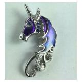 Sterling silver unicorn Lab blue and white