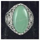 Size 9 green aventurine ring 10.00 ctw stainless